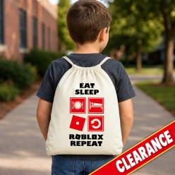 Eat Sleep Roblox Repeat Drawstring Backpack